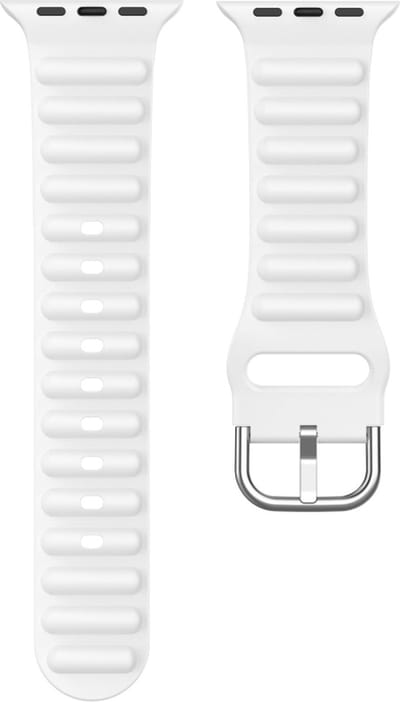 Siliconen bandje - geschikt voor Apple Watch 1/2/3/4/5/6/7/8/9/10/11/ SE (1,2,3) met maat 38 mm / 40 mm / 41 mm en 42 mm (Watch 10/11) - wit
