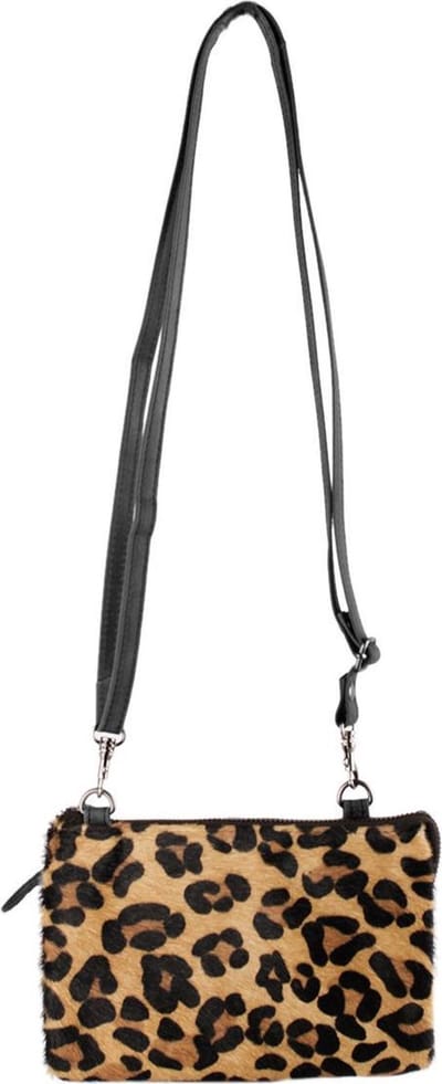 Zwarte Crossbody Tas Met Jaguar Print – Mini Bag – Mini Tas – Leren Tasje Klein Zwart – Maat L
