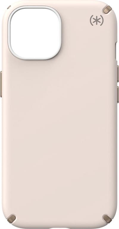 Speck hoesje geschikt voor Apple iPhone 15/14/13 Apple iPhone 16e - Slank - MagSafe - Ultieme Bescherming - Luxe Soft-touch Afwerking - Valbescherming gecertificeerd tot 4 meter - Microban Antibacterieel - Presidio2 Pro lijn -Beige Geel