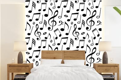 Behang - Fotobehang Muziek - Patronen - Zwart Wit - Breedte 220 cm x hoogte 240 cm
