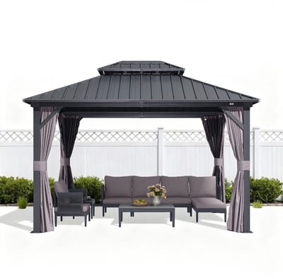 PURPLE LEAF Hardtop Alu Gartenpavillon – Dubbel Top – Galvanised Steel Roof – Wind en Weerbestendig