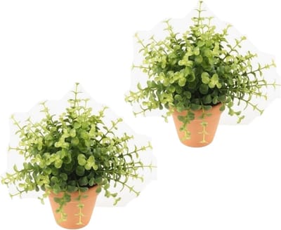 3x stuks kunstplant eucalyptus groen in pot 20 cm - Kamerplanten kunstplanten