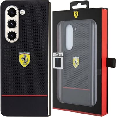Ferrari Perforated Line Back Case - Geschikt voor Samsung Galaxy Z Fold 5 (F946) - Zwart