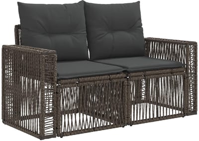 vidaXL - Tuin - Sofa - 2-Aantal - zitplaatsen - Grijs - poly - rattan