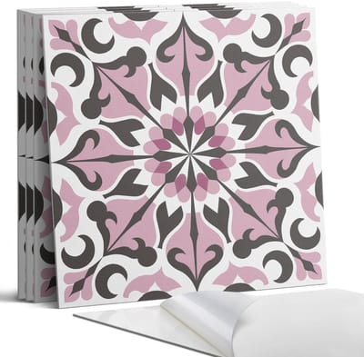 Coloray Wandpanelen Zelfklevend - Plantenpatroon in symmetrie Zelfklevende Wandpanelen - 50 cm x 50 cm - Roze Wandpaneel PVC - 5 stuks - Mozaïeken Wandpanelen Zelfklevend - Wandpaneel Keuken - Wandpanelen Badkamer