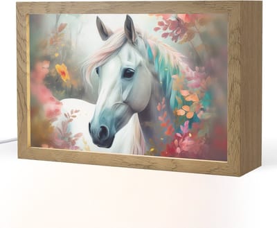 Nachtlampje 30x20 cm - Kinder lampje - Paard - Natuur - Bloemen - Dieren - Bos - Tafellamp kinderkamer - Slaapkamer lamp - Bedlamp kinderen - Kinderlampje stopcontact - Wandlamp babykamer - Nachtlampjes
