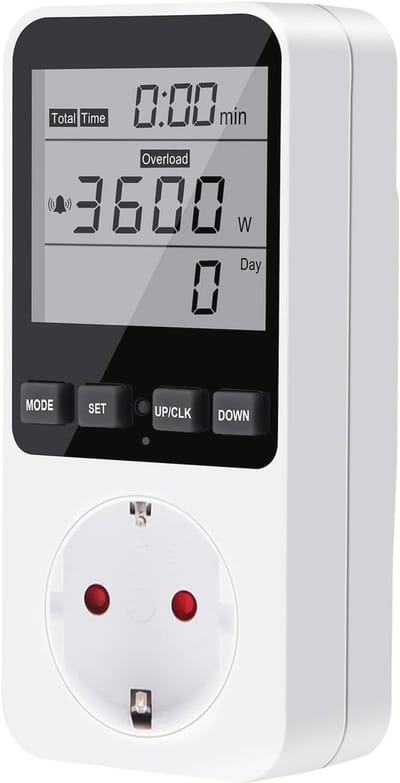 Multifunctionele Energiekostenmeter met Groot LCD Scherm en Overbelastingsalarm