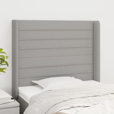 vidaXL - Hoofdbord - met - randen - 83x16x118/128 - cm - stof - lichtgrijs
