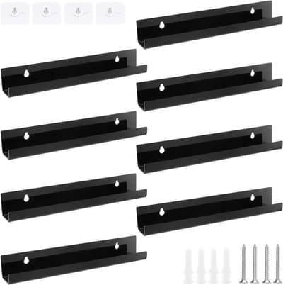 Set van 8 zwarte 30 cm acrylplanken voor vinylplaten, wandplank, opbergrek voor boeken en foto's, decoratieve opslagoplossing