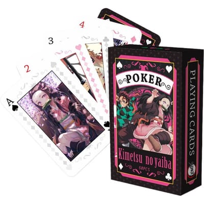 Anime Poker Speelgoed Demon Slayer: Kimetsu No Yaiba Spelkaarten Kamado Tanjiro Kamado Nezuko Cosplay Hardcover Verzameling Cadeau