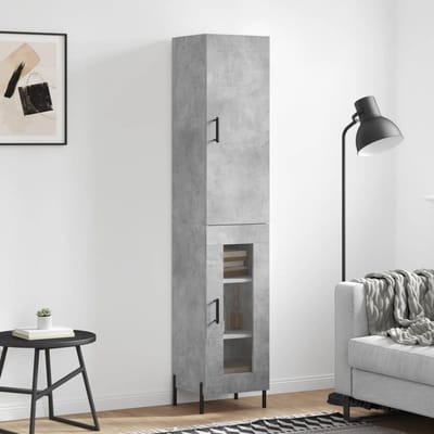 vidaXL - Hoge - kast - 34,5x34x180 - cm - bewerkt - hout - betongrijs