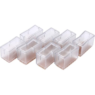 8 Pièces   Ensemble  Housses de Pieds de Chaise Protecteurs de Pieds de Meuble Rectangulaires avec Semelle en Caoutchouc(Transparent) noir