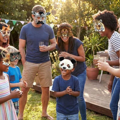 Set van 16 Papieren Dierenmaskers voor Kinderen - Jungle Themaparty - Carnaval Kostuums en Fotografie Accessoires