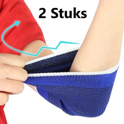 2x Elleboog Support Sleeves – Sport Compressiemouwen voor Tennis, Fitness & Werk – Comfortabele Pasvorm – Blauw