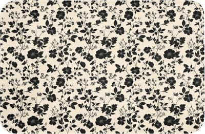 WC mat 60x40 cm - Antislip - Bloemen - Dessin - Zwart - Toiletmat - Vloermat - Douchemat - Toilet tapijt - Toiletmatten