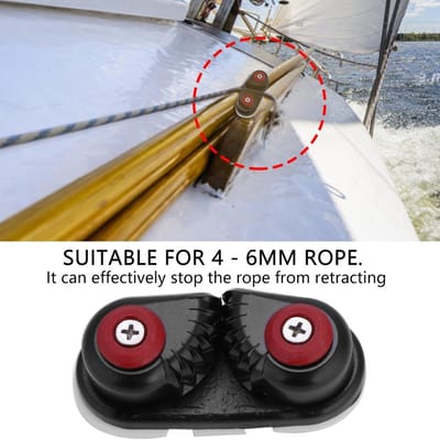 Durable Entrée Rapide Bateau Voile Voilier Roulement à Billes Corde Taquet Coinceur Noir Accessoire