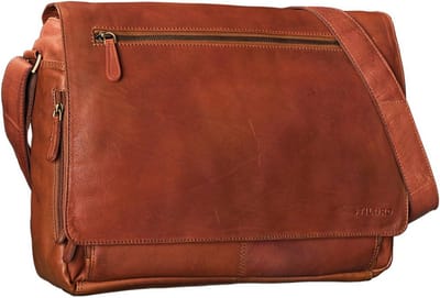 Leren Schoudertas Man 15.6 Inch Laptop Laptoptas Vintage Stijlvol