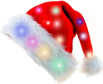 Livano Kerstmuts - Volwassenen - Kerst - Kertsman - Winter - Warm - Christmas - Rood - Met Lichtjes