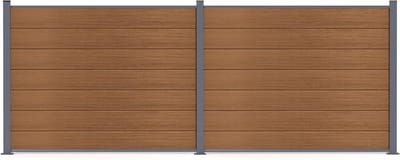 Casanoov 2 meter lange Stockhorn composiet schutting, 150 cm hoog, teak, voor installatie in de gro