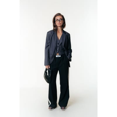 Colourful Rebel Rus Lurex Pinstripe Pants Dark Grey Size: XS | Formal pants Outlet | Dames | Grijs