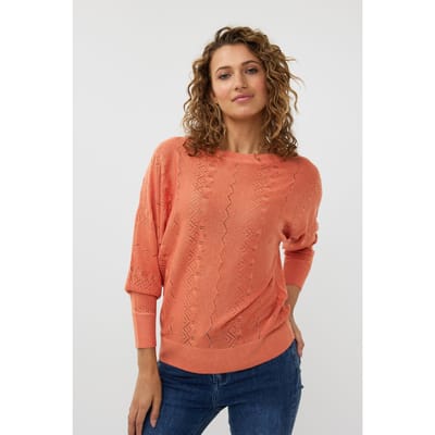 EsQualo Sweater Batwing Lurex Amber Glow Maat: S | Sweaters Outlet | Dames | Oranje