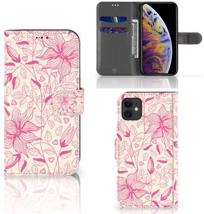 Boekhoesje voor Apple iPhone 11 Hoesje Pink Flowers