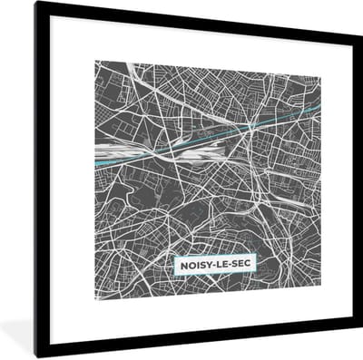 Fotolijst incl. Poster - Frankrijk - Plattegrond - Stadskaart - Noisy-le-Sec - Kaart - 40x40 cm - Posterlijst