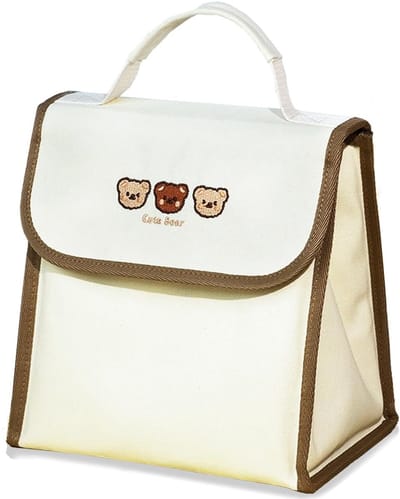 Dailygoody - Geïsoleerde Koeltas - Schattig Patroon - Beige - Draagtas voor Lunch en Picknick - Ideaal voor Reizen - Isolatie - Duurzaam Canvas