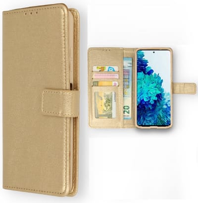 LuxeBass Hoesje geschikt voor Oppo Reno 5 - Boekhoesje met kaartvakken - Goud gsm hoesje - telefoonhoes - telefoonhoesjes