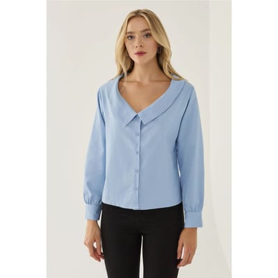 Rechtdoor Fit Met Kraag Details Shirt