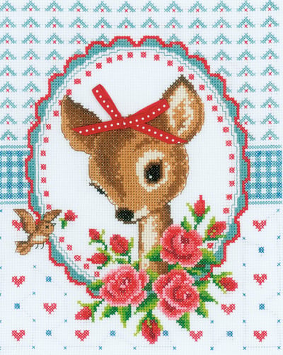 Vervaco - Telpakket kit - Bambi met rozen - PN-0150452 - Borduren - Borduurpakket - Borduurpakket volwassenen
