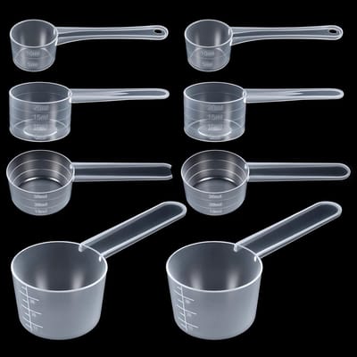 Dailygoods - Set van 8 Plastic Maatlepels met Schaalverdeling voor Bakken