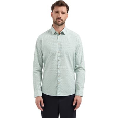 No Excess Shirt Stretch Allover Printed Seablue Size: S | Casual Shirts Outlet | Heren | Blauw