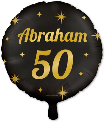Q2P - Abraham Ballon - 50 Jaar - Verjaardag Versiering - Zwart & Goud - Folie Ballon - Helium Geschikt - Feest Decoratie