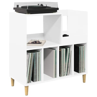 vidaXL - Platen - speler - standaard - Wit - 82 - x - 39,5 - x - 82,5 - cm - Bewerkt - hout