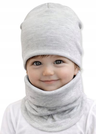 Dartomik - Babymuts en Sjaal Set - Grijs Melange - 0M+ - Oeko-Tex Gecertificeerd