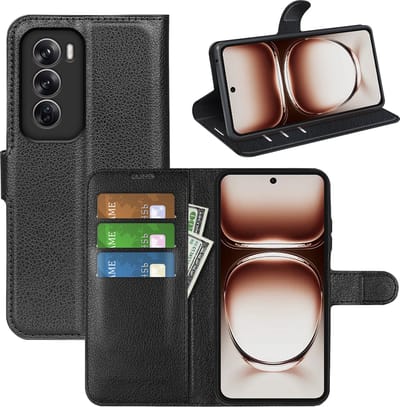 MobyDefend Hoesje - Geschikt voor Oppo Reno12 - Kunstleren Wallet Book Case (Sluiting Voorkant) - Zwart