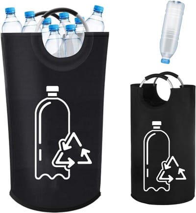 Ynkkvre - Grote Opbergdoos - 82 Liter Recyclingbox - Voor Lege Blikken En Flessen Ideaal Herbruikbaar Ruimtebesparend Opvouwbaar - 1 Stuk - Keuken Zwart