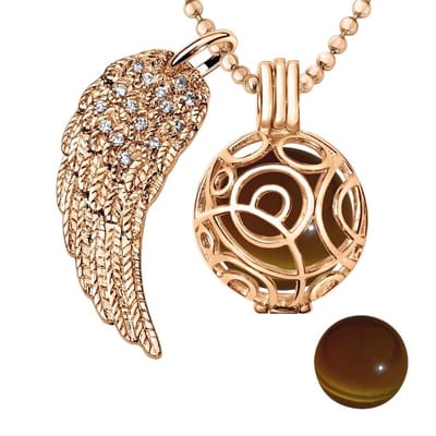 Engelenroeper 18mm Bolhouder met Ketting 90cm en Bolletje - Dames - Roségoudkleurig Cirkels - EBS18030