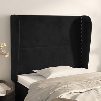 vidaXL - Hoofdbord - met - randen - 93x23x118/128 - cm - fluweel - zwart