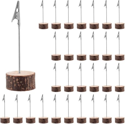 Allecto - Fotohouders - Houten fotostandaard - 30 stuks - Memo-cliphouder - Perfect voor bruiloften en feesten - Creatieve weergave van foto's