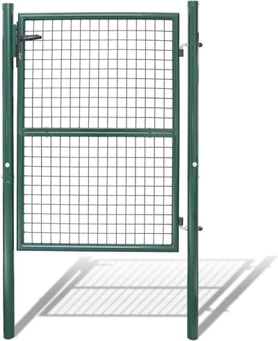 Tuinpoort 100 x 100 cm voor Staafmattenhek - Metalen Tuindeur Groen met Slot en Sleutels