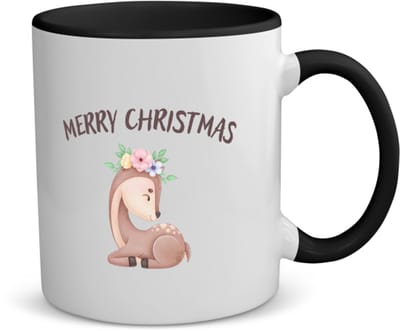 Akyol - kerst rendier koffiemok - theemok - zwart - Kerstmis - kerst beker - winter - kerst - christmas - kerst cadeau - 350 ML inhoud