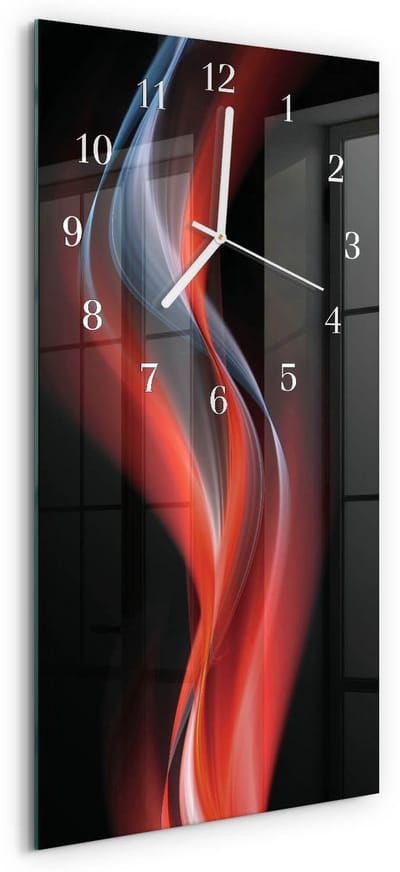 Tulup Wandklok - Abstractie Wandklok Glas Decoratie - 30x60 cm - Veelkleurig Gekleurde Glazen Klok - Witte Handen - Rechthoekige Wandklok - Klok Glas Met Opdruk - Moderne Wandklok Glas
