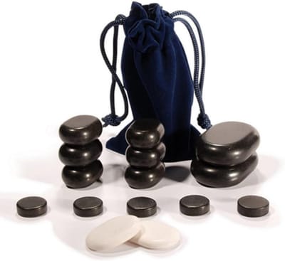 Gezichts-massageset - Hot stone set - Ontspannende massage - 100% natuursteen - 16 stuks - Natuursteen