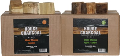 Rookhout Chunks Acacia 5 kg + Appel 5 kg Bundel