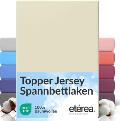 etérea Topper Jersey Hoeslaken 140x200 - 160x200 cm Oekotex Made in Green - 100% katoen - Natuur