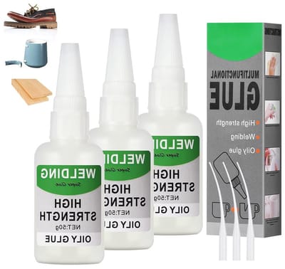 3 Stuks Krachtige Universele Lijm van 50g, Hoge Sterkte Olie Lijm, Waterdichte Superlijm voor Kunststof, Metaal, Keramiek, Leer en Hars