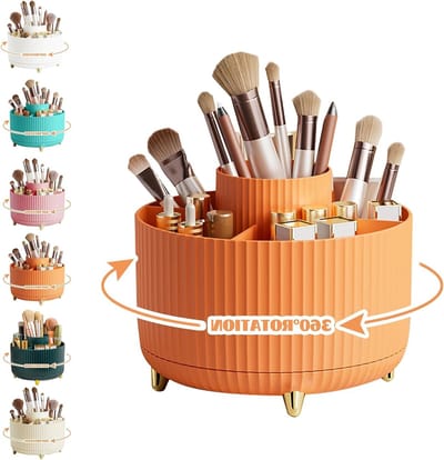 360° Draaibare Make-up Organizer met 5 Compartimenten voor Cosmetica, Ideaal voor Slaapkamer, Badkamer en Make-up Tafel Decoratie