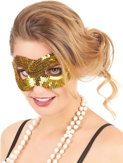 Vegaoo - Masker met goudkleurige lovertjes voor volwassenen